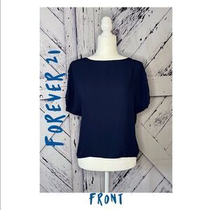 Forever 21 Navy Chiffon Top, Small